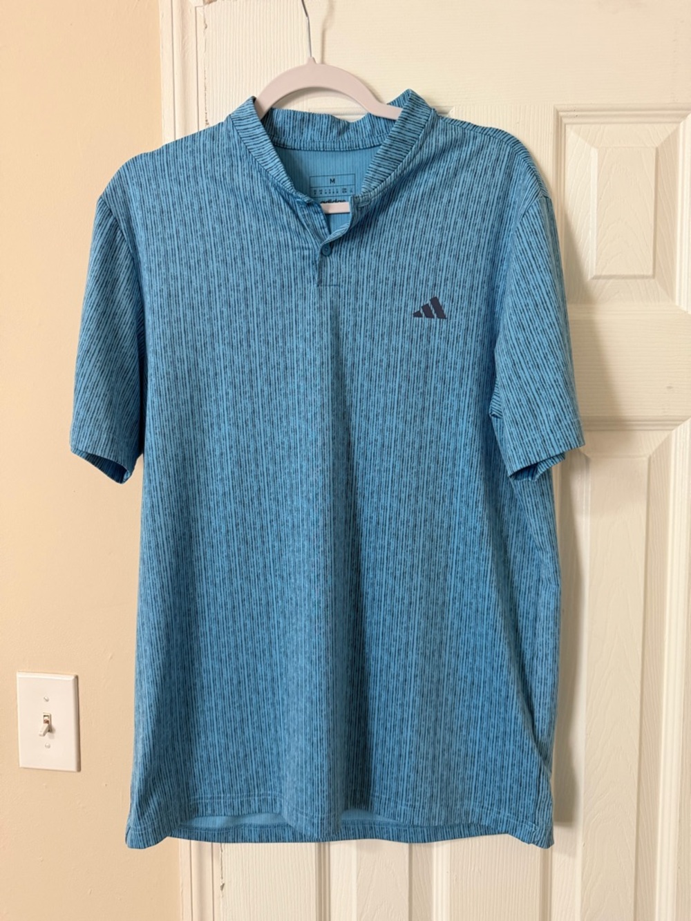 Adidas Men’s Blue Heathered Blade Collar Polo Shirt